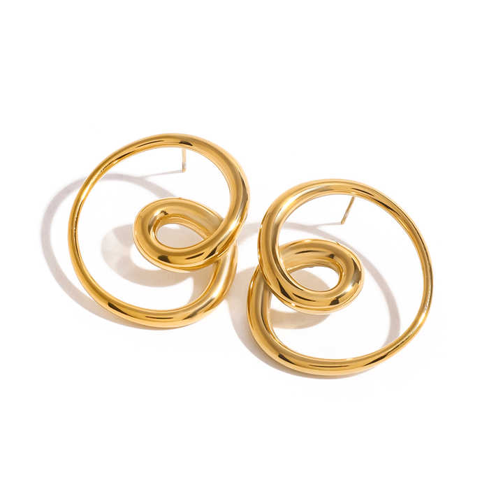 J&D Unique Jewelry Style 18k Gold Stainless Steel Versatile Heart Spin Earrings - Alais Branche