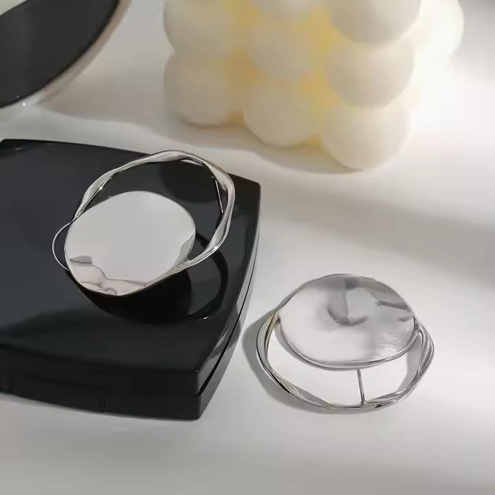 J&D Stainless Steel Oversized Polished Bold Statement Fashion Jewelry Hollow Round Hoop Earrings - Alais Branche