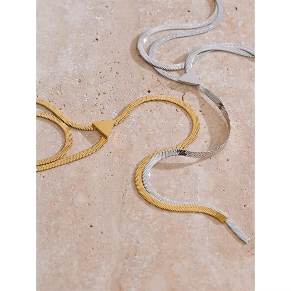 JINYOU 5317 New Arrival Double Layers Metal Snake Chain Necklace Waterproof 316L Stainless Steel Necklace for Women Jewelry - Alais Branche