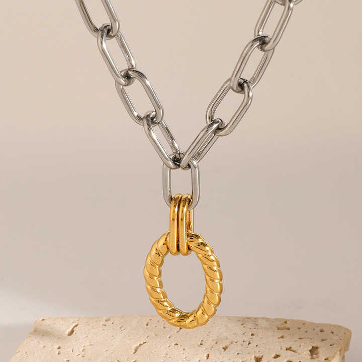 Sienna Silver Link Gold Drop Necklace - Alais Branche