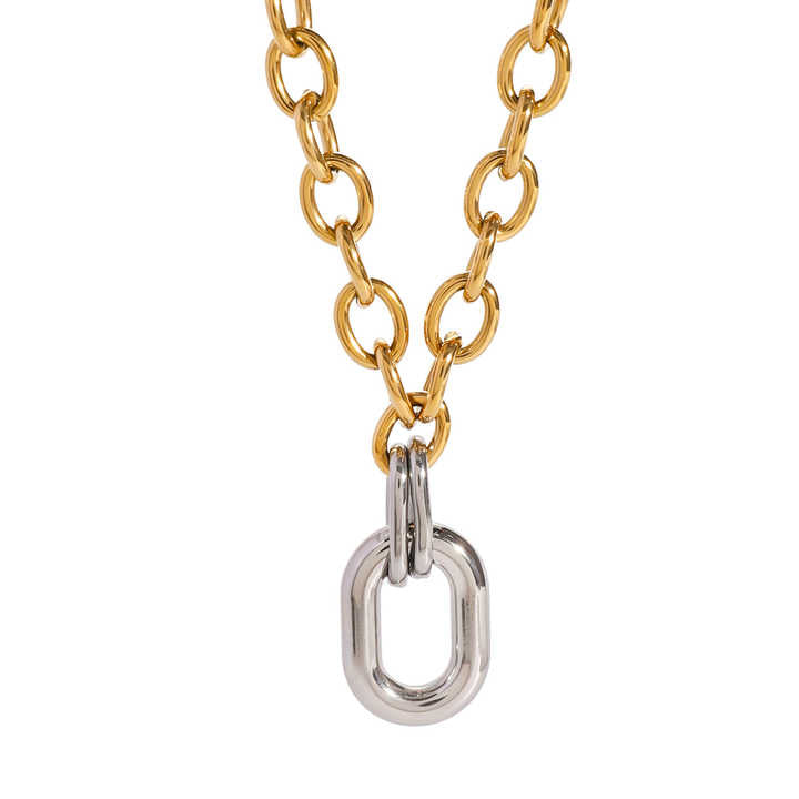Amara Gold Link Silver Drop Necklace - Alais Branche