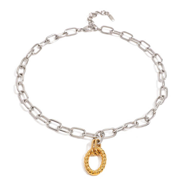 Sienna Silver Link Gold Drop Necklace - Alais Branche