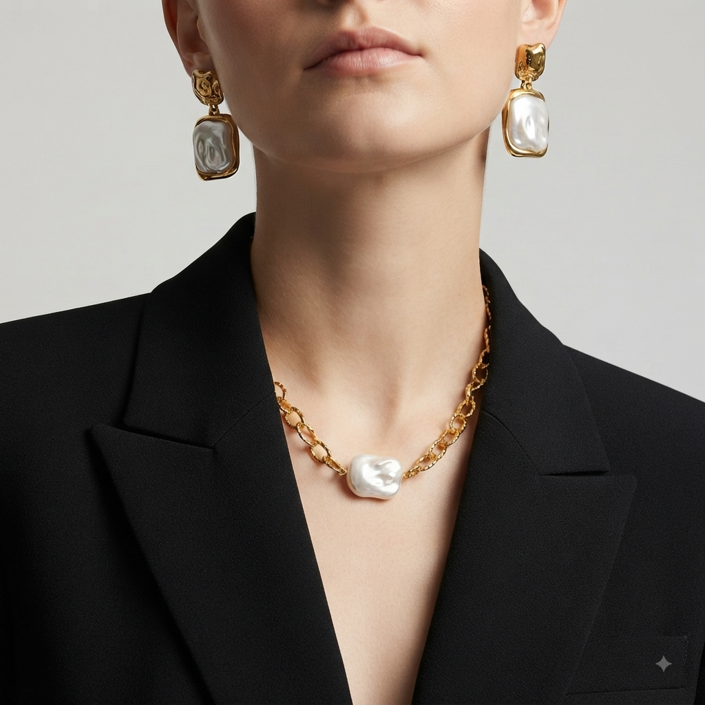 Amber Baroque Square Pearl Earrings - Alais Branche