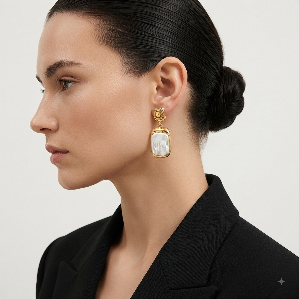 Amber Baroque Square Pearl Earrings - Alais Branche