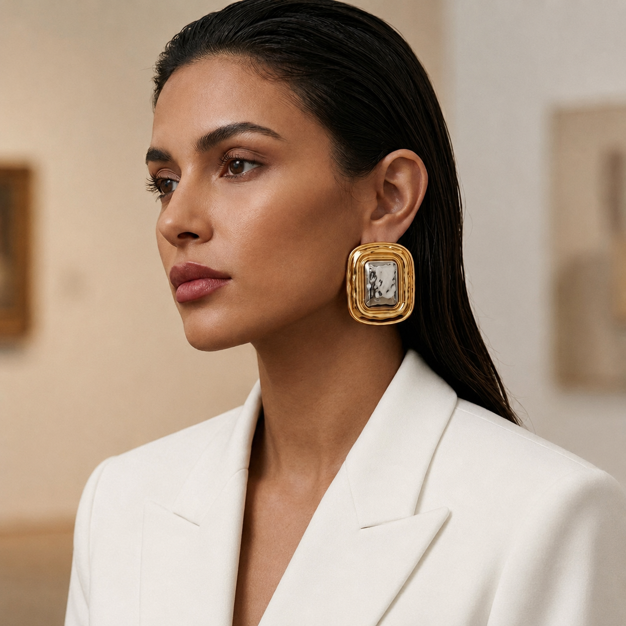 Blair Gold Square Earrings - Alais Branche