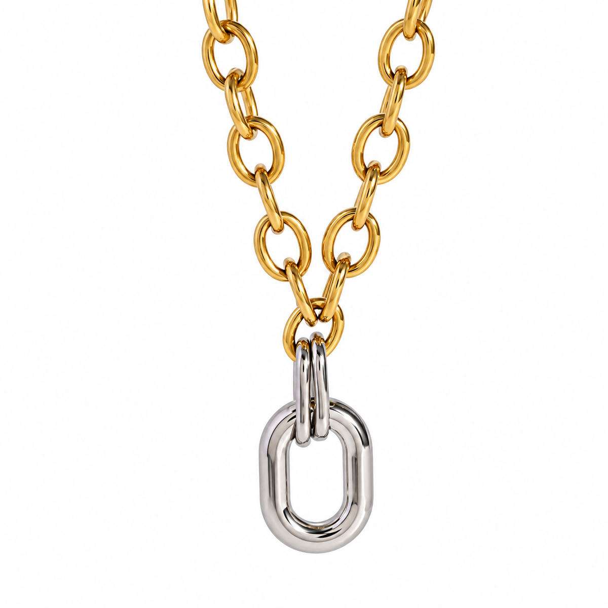 Amara Gold Links with Gold Drop Circle Necklace