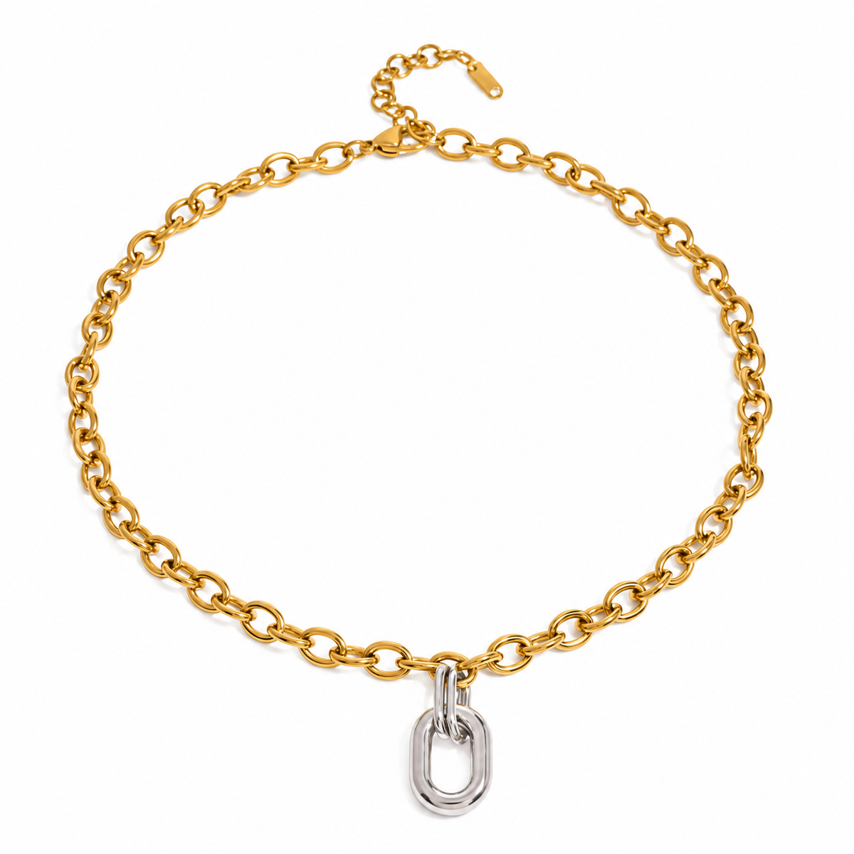 Amara Gold Links with Gold Drop Circle Necklace