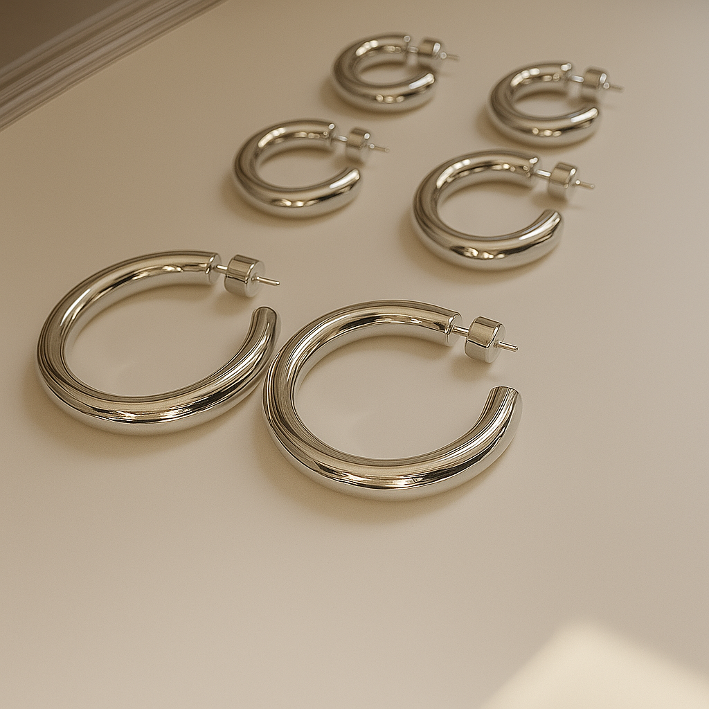 Brielle Chunky Silver 30mm Hoop Earrings - Alais Branche