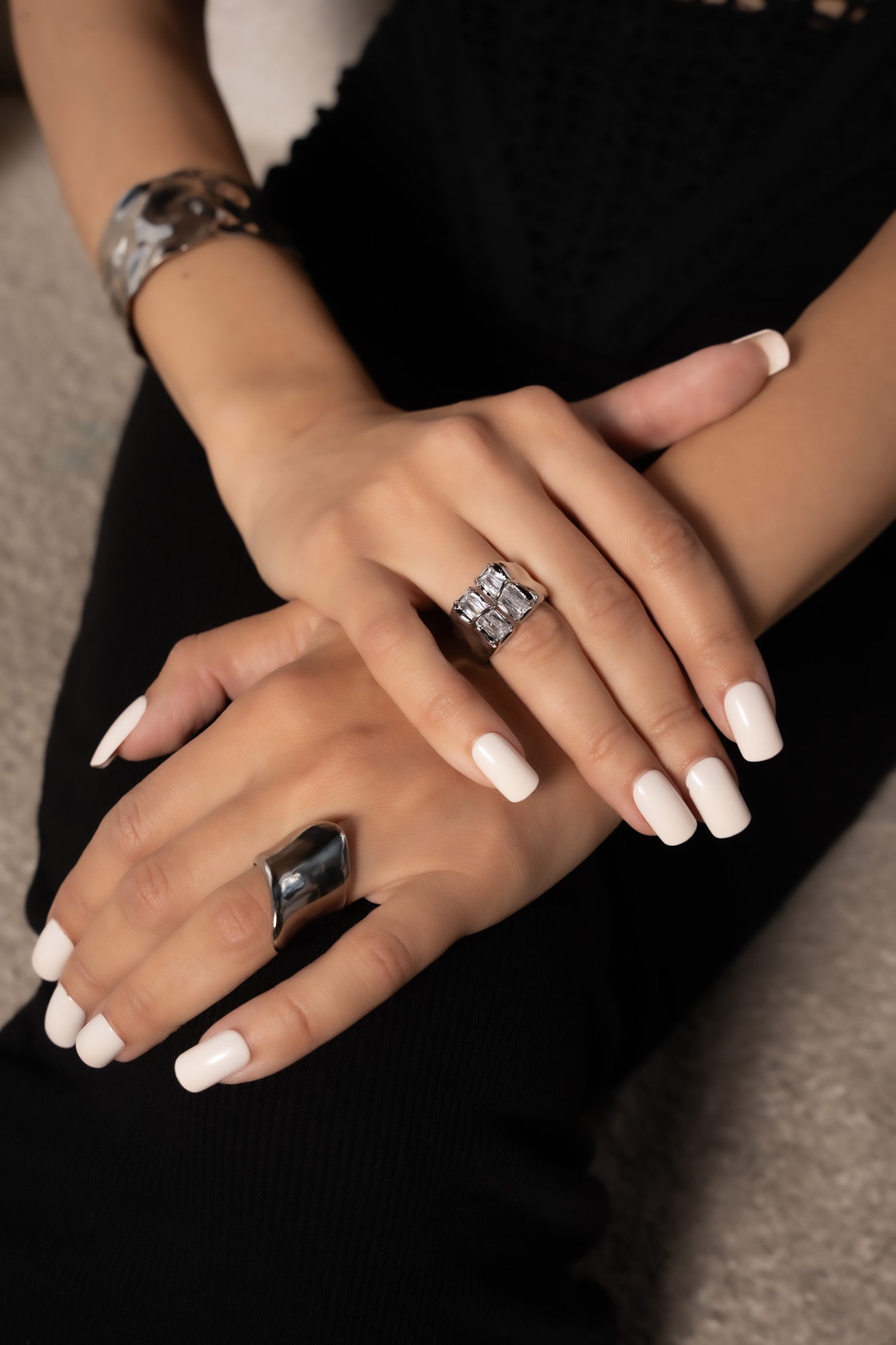 Lisa “Silver” Square Zircon Ring - Alais Branche